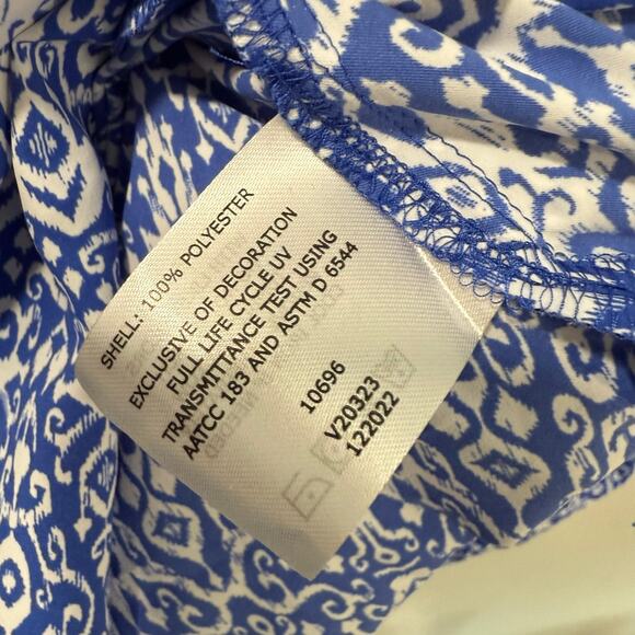 Coolibar UPF 50+ Womens Sardenga Maxi Dress White Blue Tie Waist Long Sleeve 3X - Picture 6 of 11